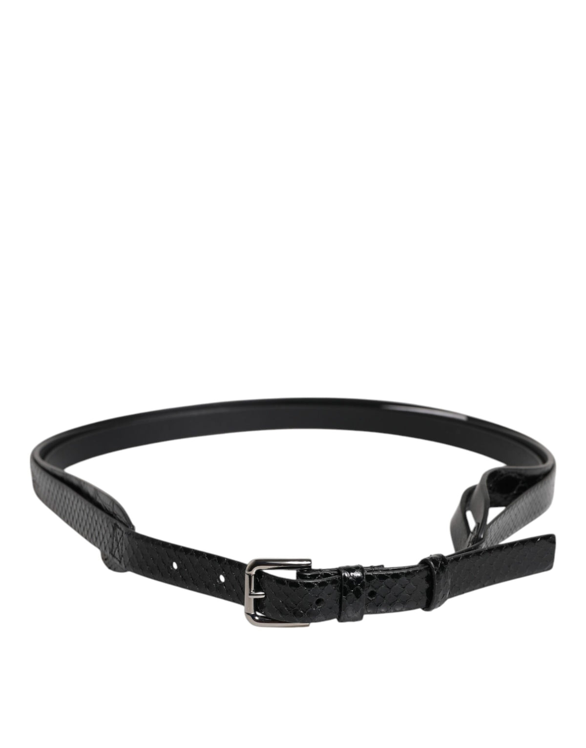 Ceinture classique en cuir noir Dolce &amp; Gabbana avec boucle en métal et logo