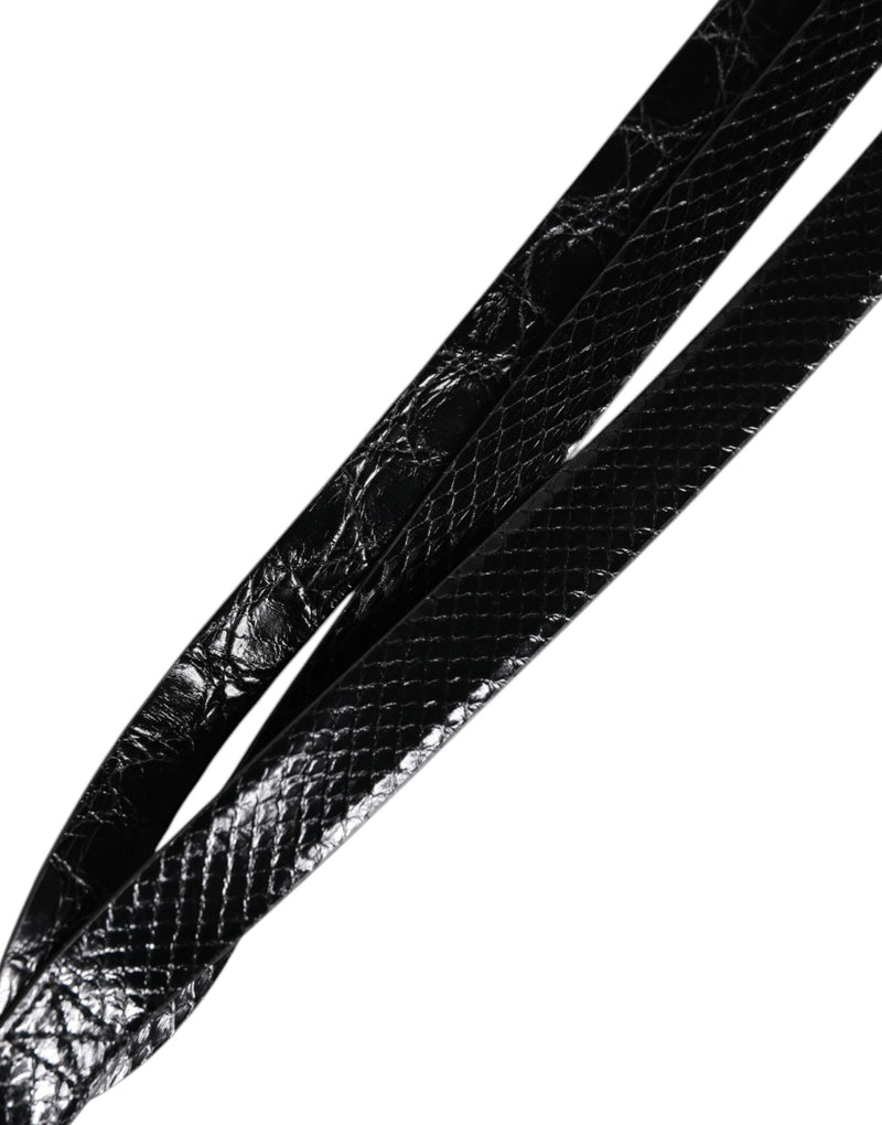 Dolce &amp; Gabbana Zwarte Leren Klassieke Metalen Logo Gesp Riem