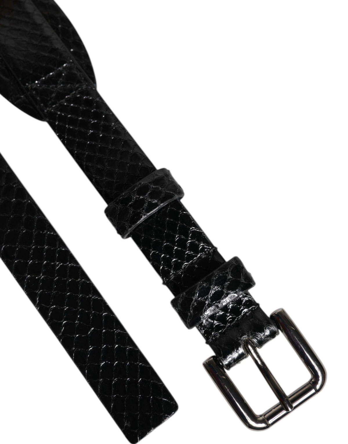 Ceinture classique en cuir noir Dolce &amp; Gabbana avec boucle en métal et logo