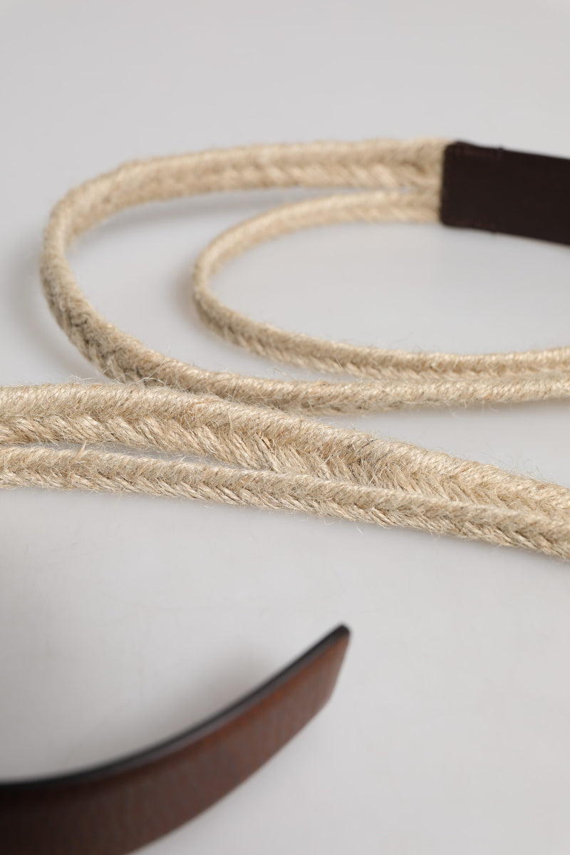 Dolce &amp; Gabbana Bruine Jute Leren Geweven Metalen Gesp Riem