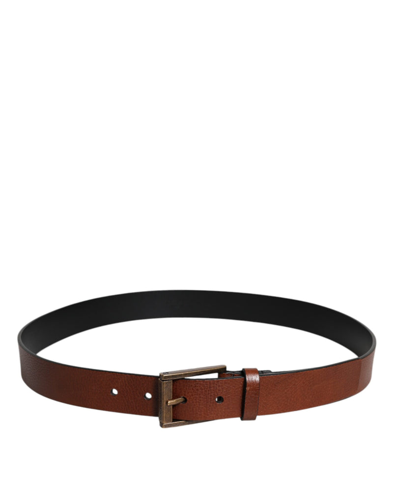Dolce &amp; Gabbana Bruine Kalfsleren Klassieke Metalen Gesp Riem