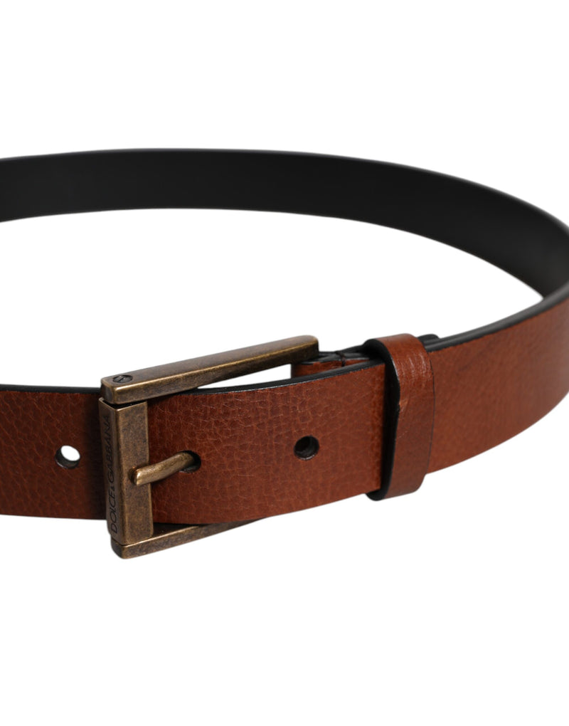 Dolce &amp; Gabbana Bruine Kalfsleren Klassieke Metalen Gesp Riem