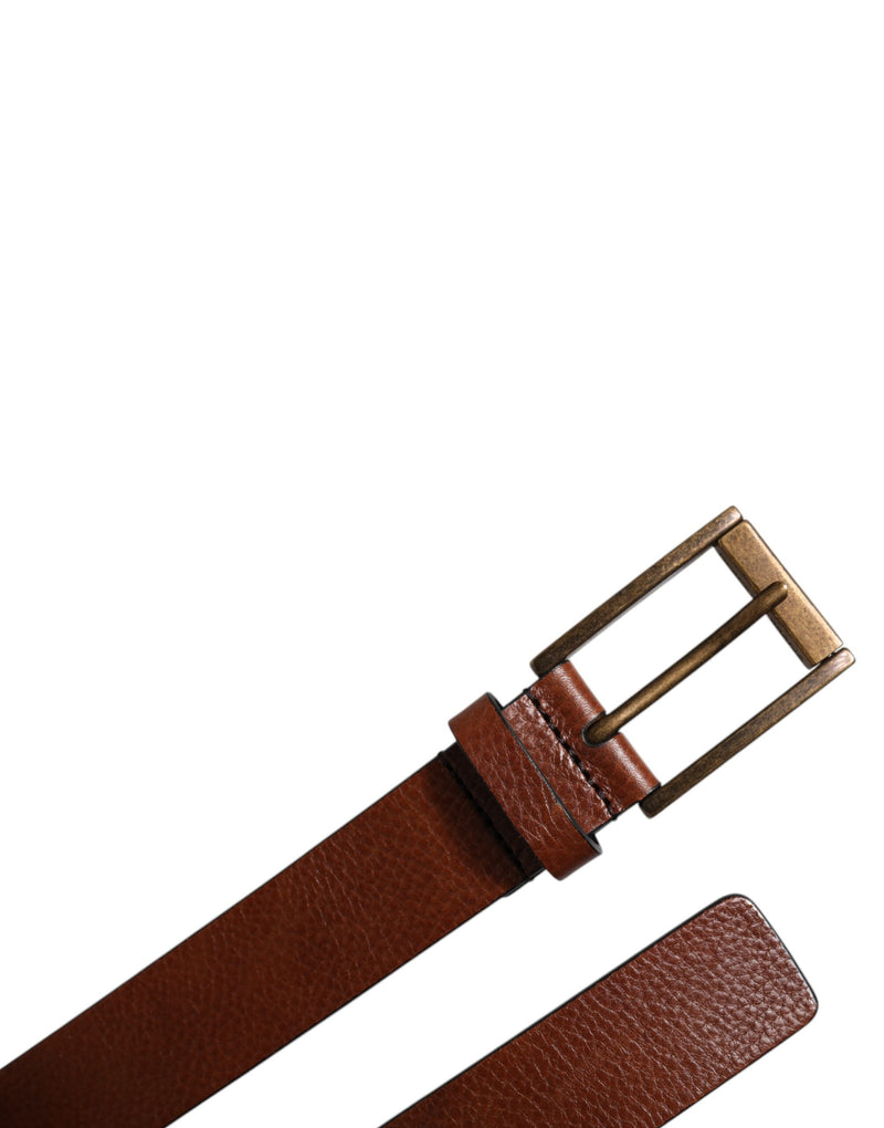 Dolce &amp; Gabbana Bruine Kalfsleren Klassieke Metalen Gesp Riem