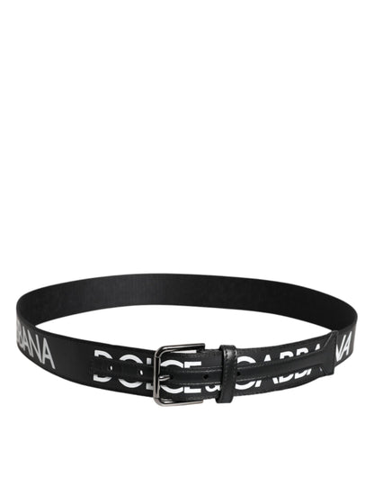 Dolce & Gabbana Zwarte Leren Klassieke Metalen Logo Gesp Riem