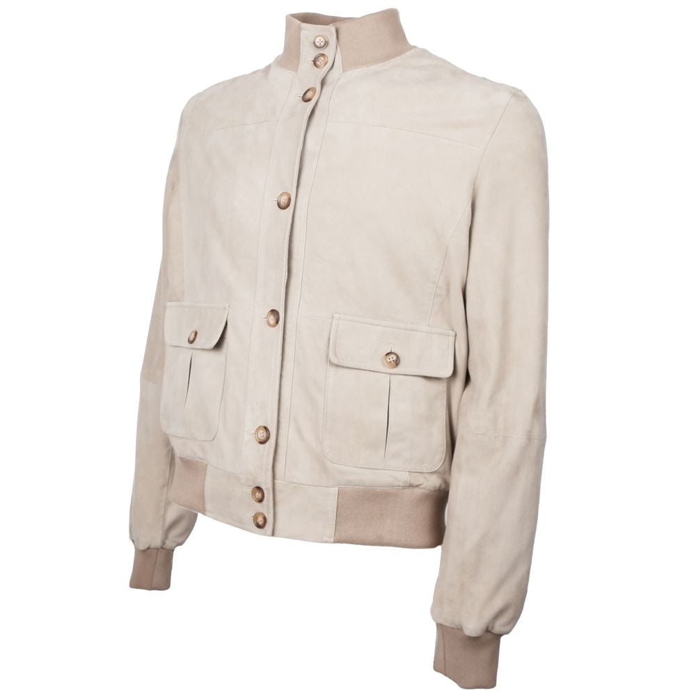 Veste en cuir de veau beige pour homme de Emilio Romanelli