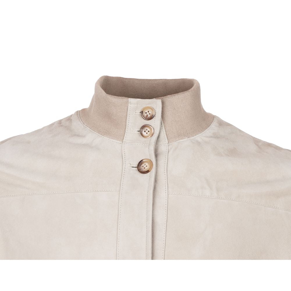 Veste en cuir de veau beige pour homme de Emilio Romanelli