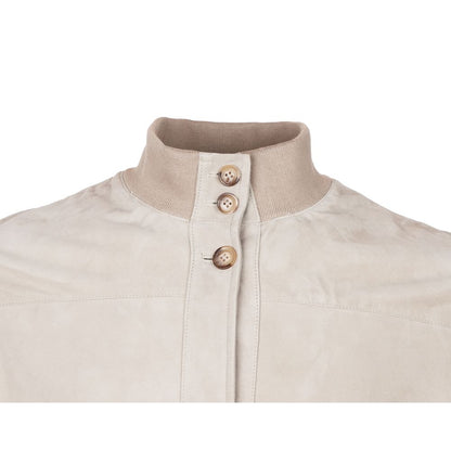 Veste en cuir de veau beige pour homme de Emilio Romanelli
