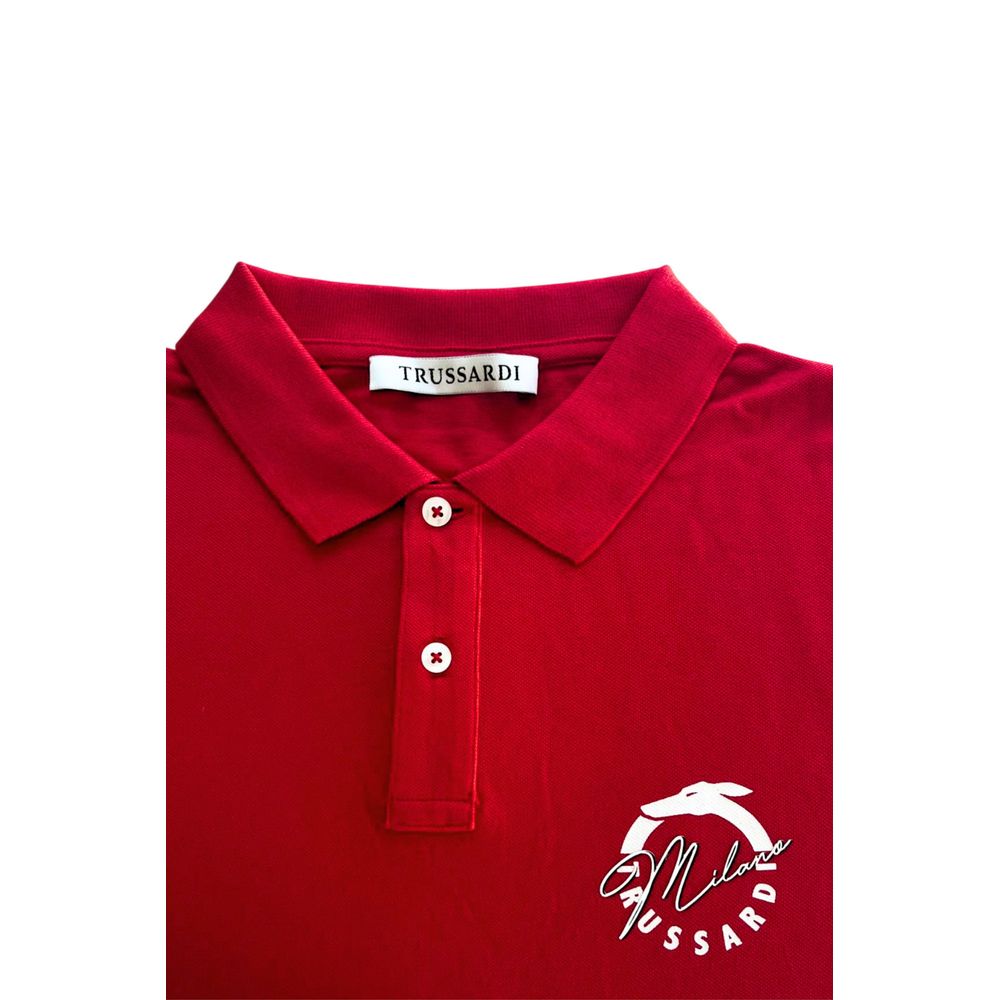 Trussardi strandkleding, rood katoenen heren polo shirt