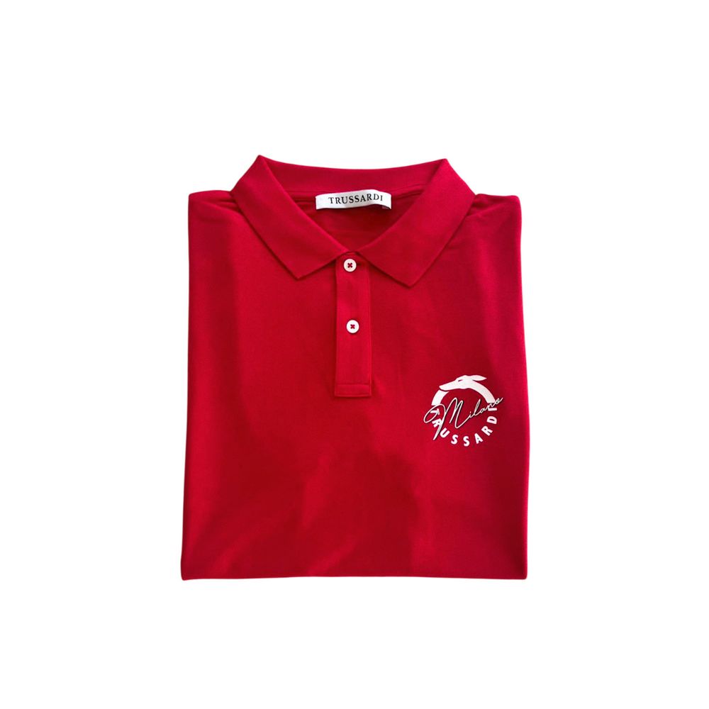 Trussardi strandkleding, rood katoenen heren polo shirt