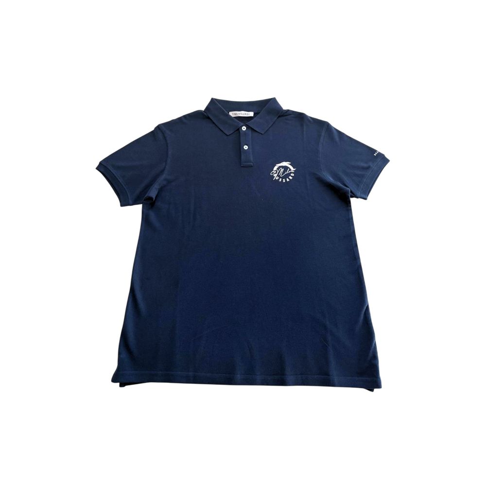 Trussardi Beachwear Blue Cotton Men Polo Shirt