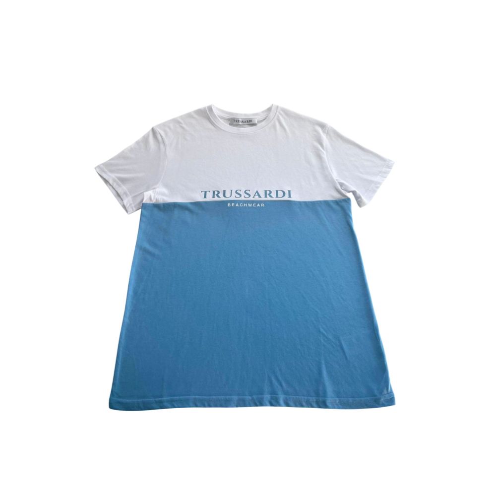 T-shirt homme en coton bleu clair de la collection maillots de bain Trussardi