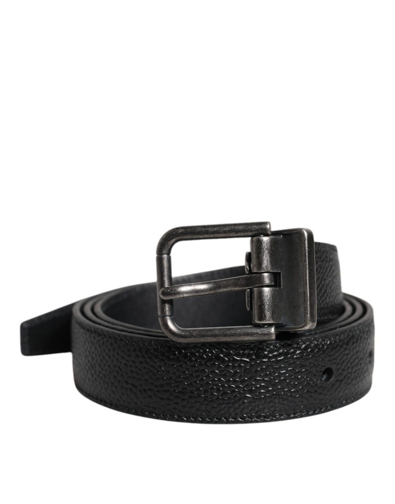 Dolce &amp; Gabbana Zwarte Kalfsleren Klassieke Metalen Gesp Riem