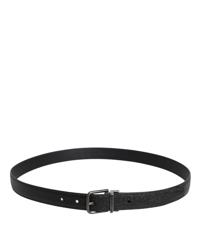 Dolce &amp; Gabbana Zwarte Kalfsleren Klassieke Metalen Gesp Riem