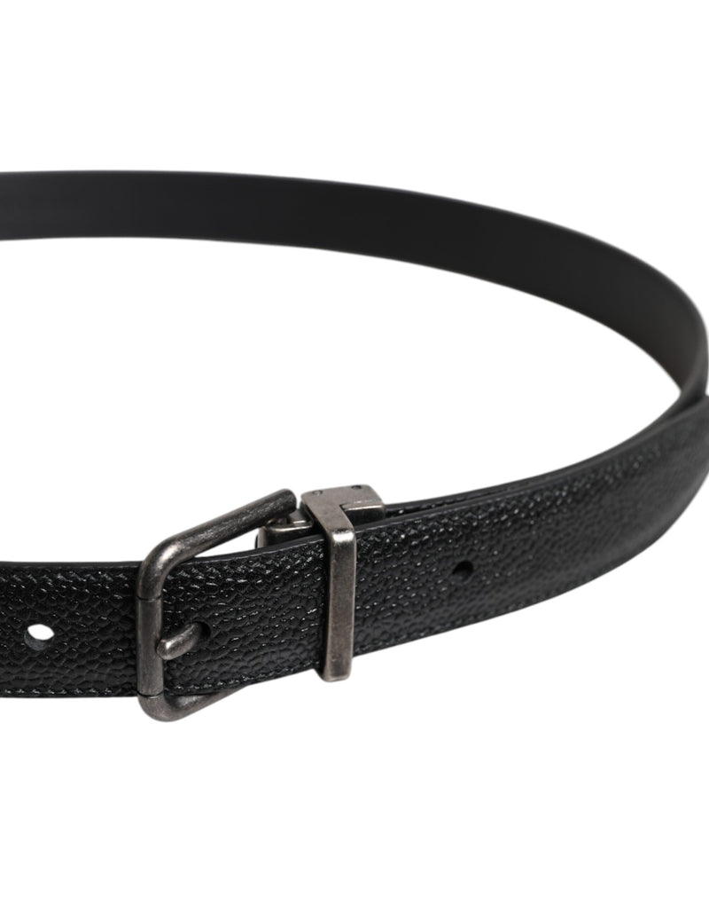 Dolce &amp; Gabbana Zwarte Kalfsleren Klassieke Metalen Gesp Riem