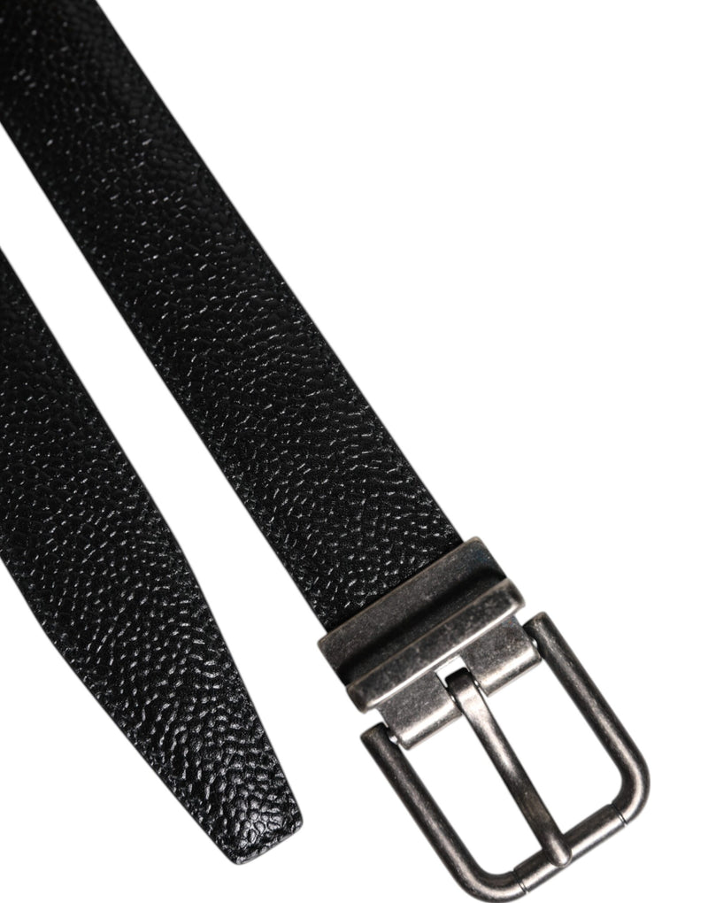 Dolce &amp; Gabbana Zwarte Kalfsleren Klassieke Metalen Gesp Riem
