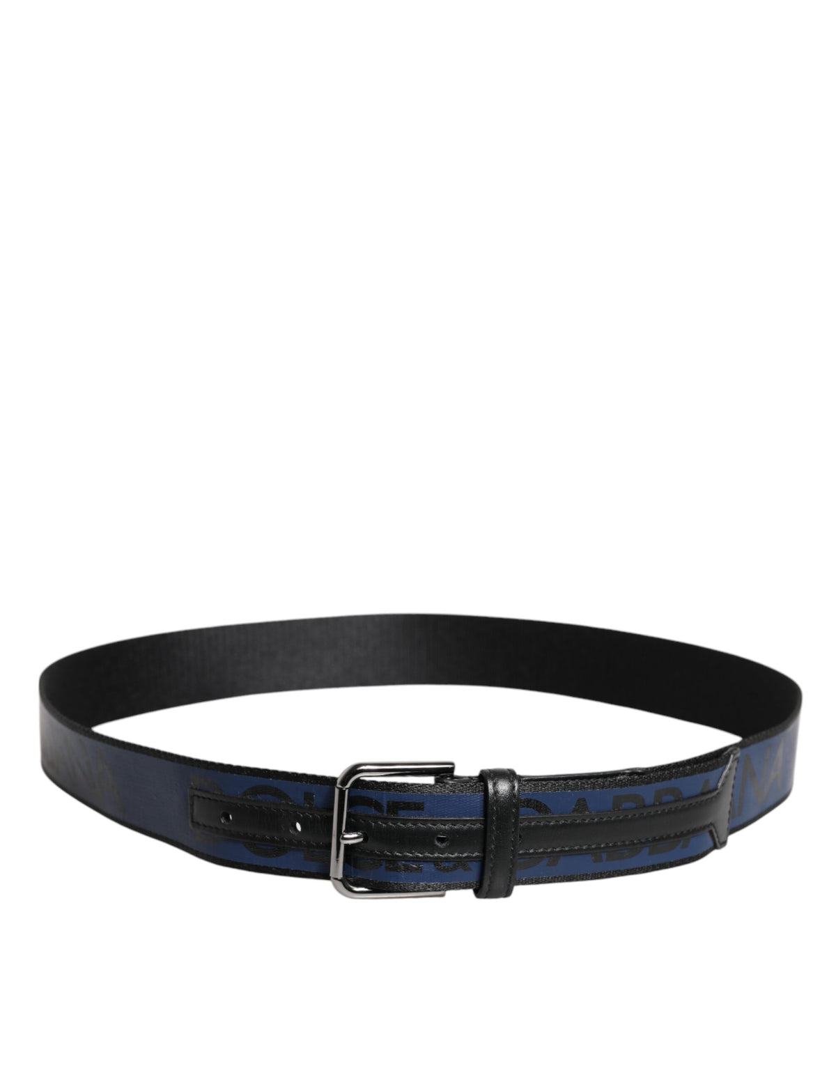 Ceinture Dolce &amp; Gabbana en polyester noir et bleu imprimé avec boucle en métal