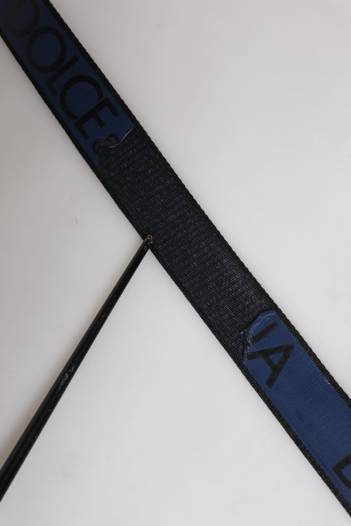 Ceinture Dolce &amp; Gabbana en polyester noir et bleu imprimé avec boucle en métal