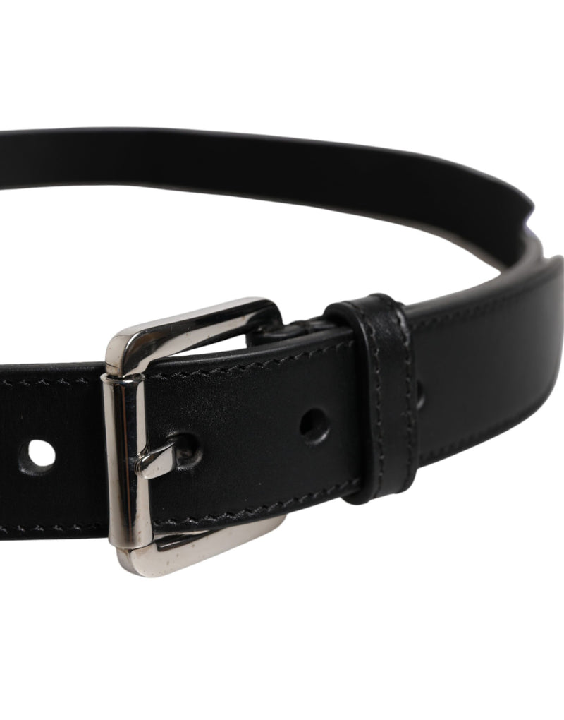 Dolce &amp; Gabbana Zwart Wit Gedrukte Metalen Logo Gesp Riem