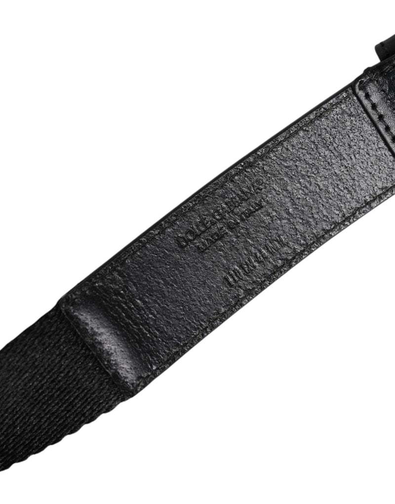 Dolce &amp; Gabbana Zwart Wit Gedrukte Metalen Logo Gesp Riem