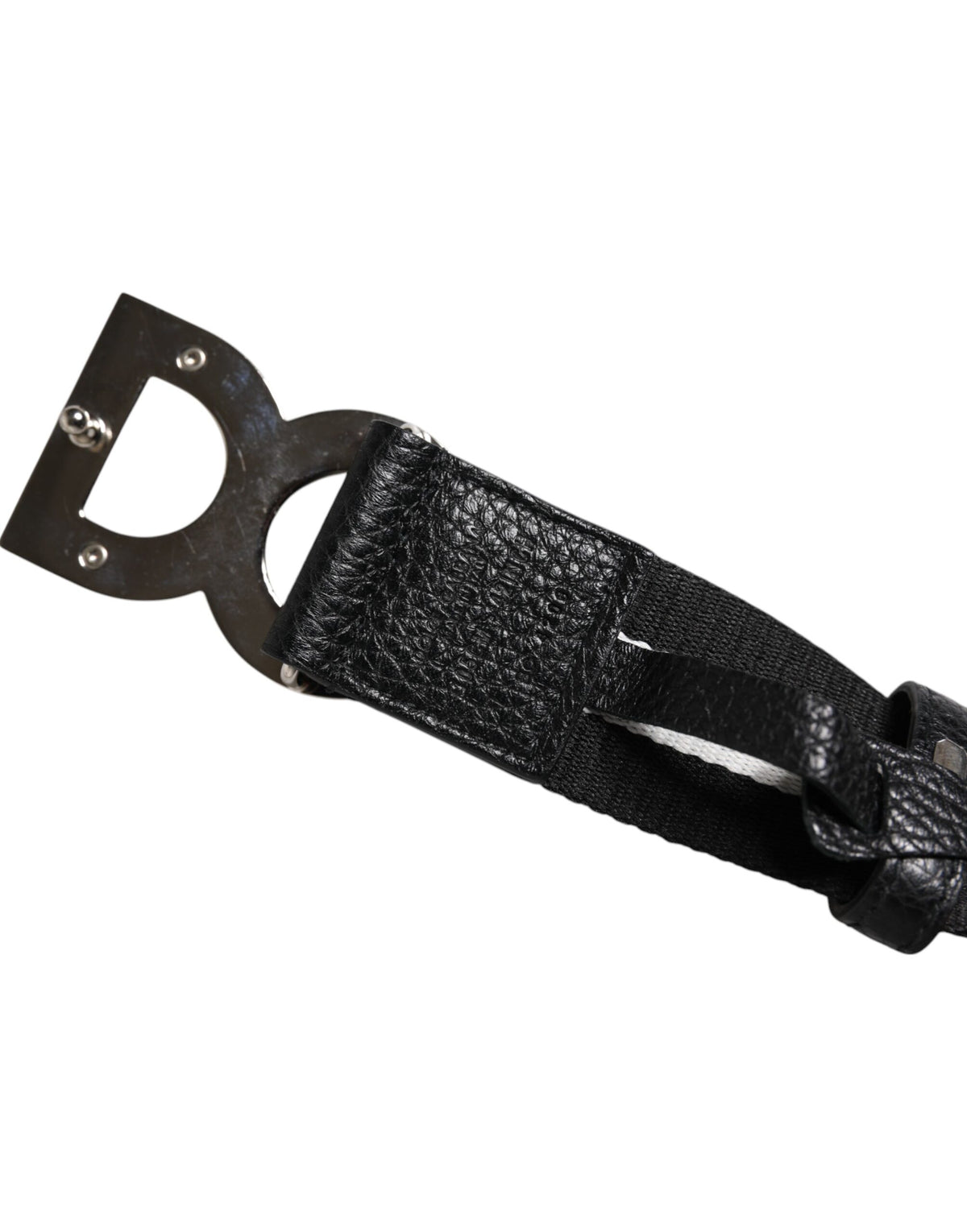 Ceinture à boucle en métal avec logo imprimé noir et blanc Dolce &amp; Gabbana