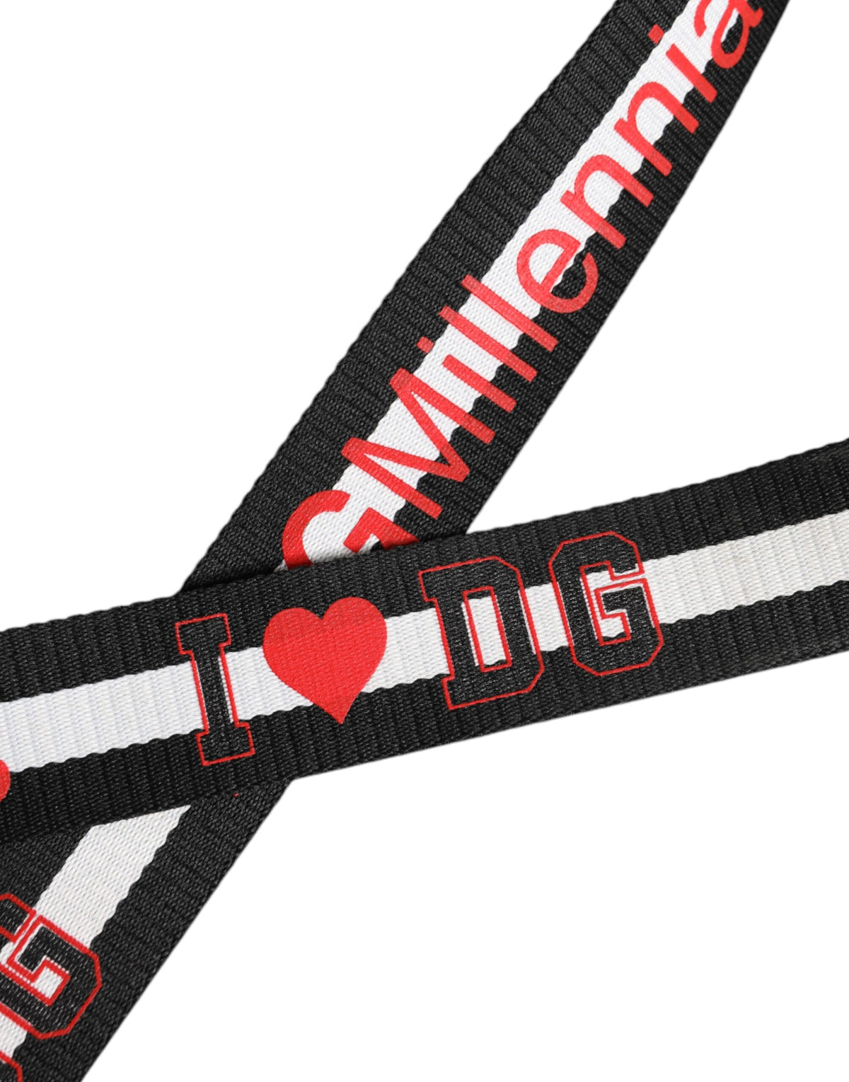 Ceinture à boucle en métal avec logo imprimé noir et blanc Dolce &amp; Gabbana