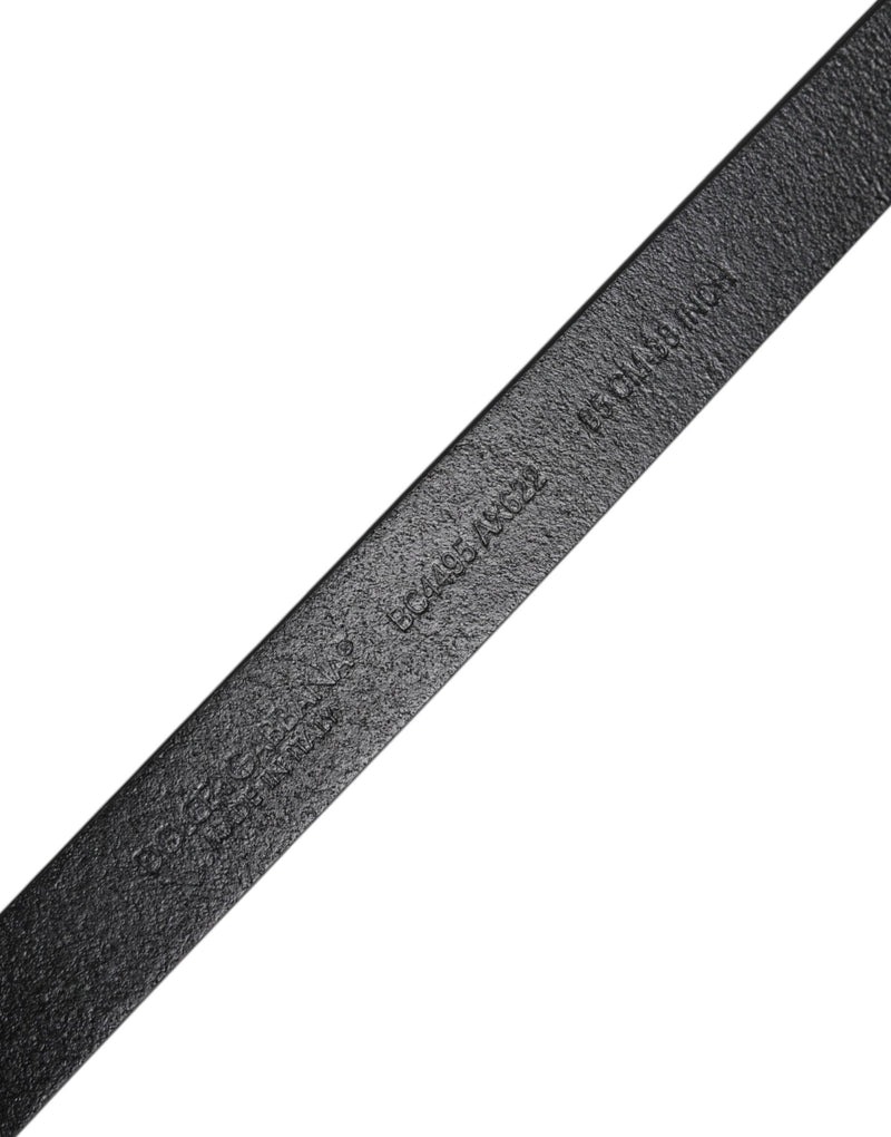 Dolce &amp; Gabbana Zwarte Kalfsleren Klassieke Metalen Logo Gesp Riem