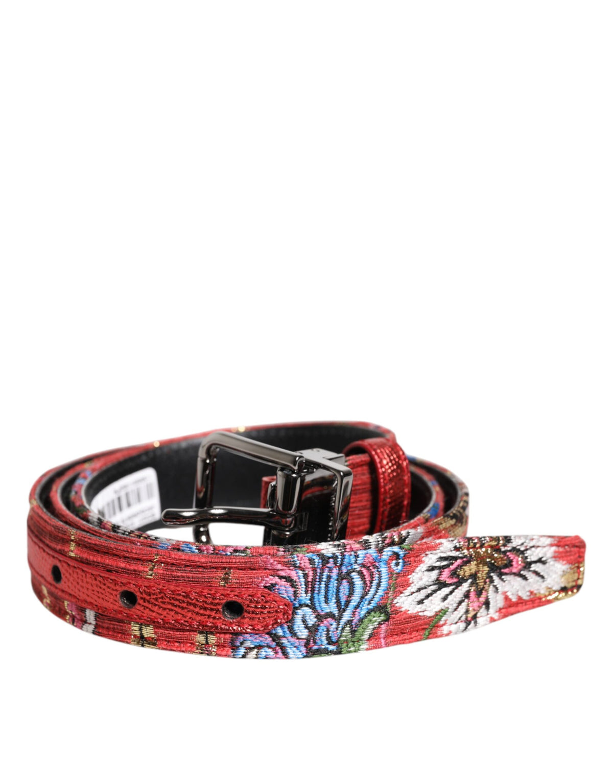 Ceinture Dolce &amp; Gabbana à boucle en métal ornée de fleurs rouges DG