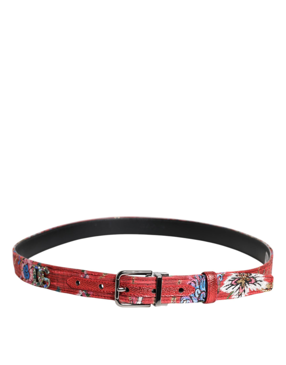 Ceinture Dolce &amp; Gabbana à boucle en métal ornée de fleurs rouges DG