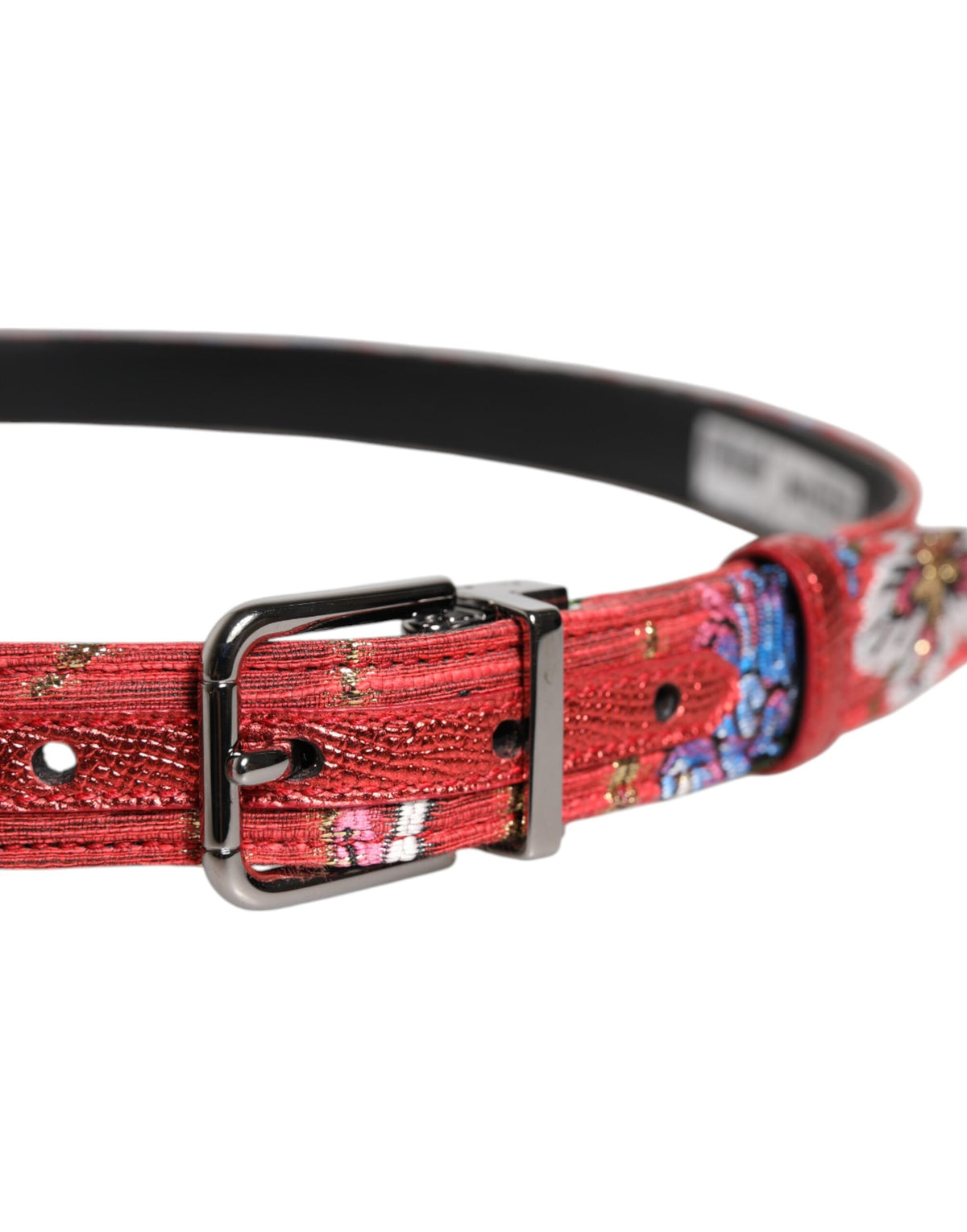 Ceinture Dolce &amp; Gabbana à boucle en métal ornée de fleurs rouges DG