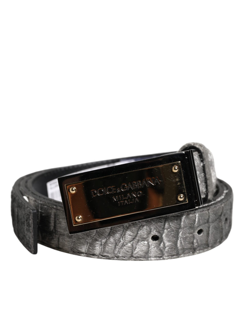 Dolce &amp; Gabbana Zilveren Klassieke Gouden Logo Plaque Gesp Riem