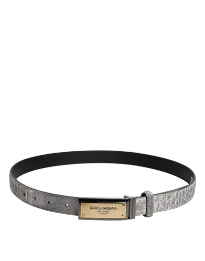 Dolce & Gabbana Zilveren Klassieke Gouden Logo Plaque Gesp Riem