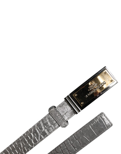 Dolce & Gabbana Zilveren Klassieke Gouden Logo Plaque Gesp Riem