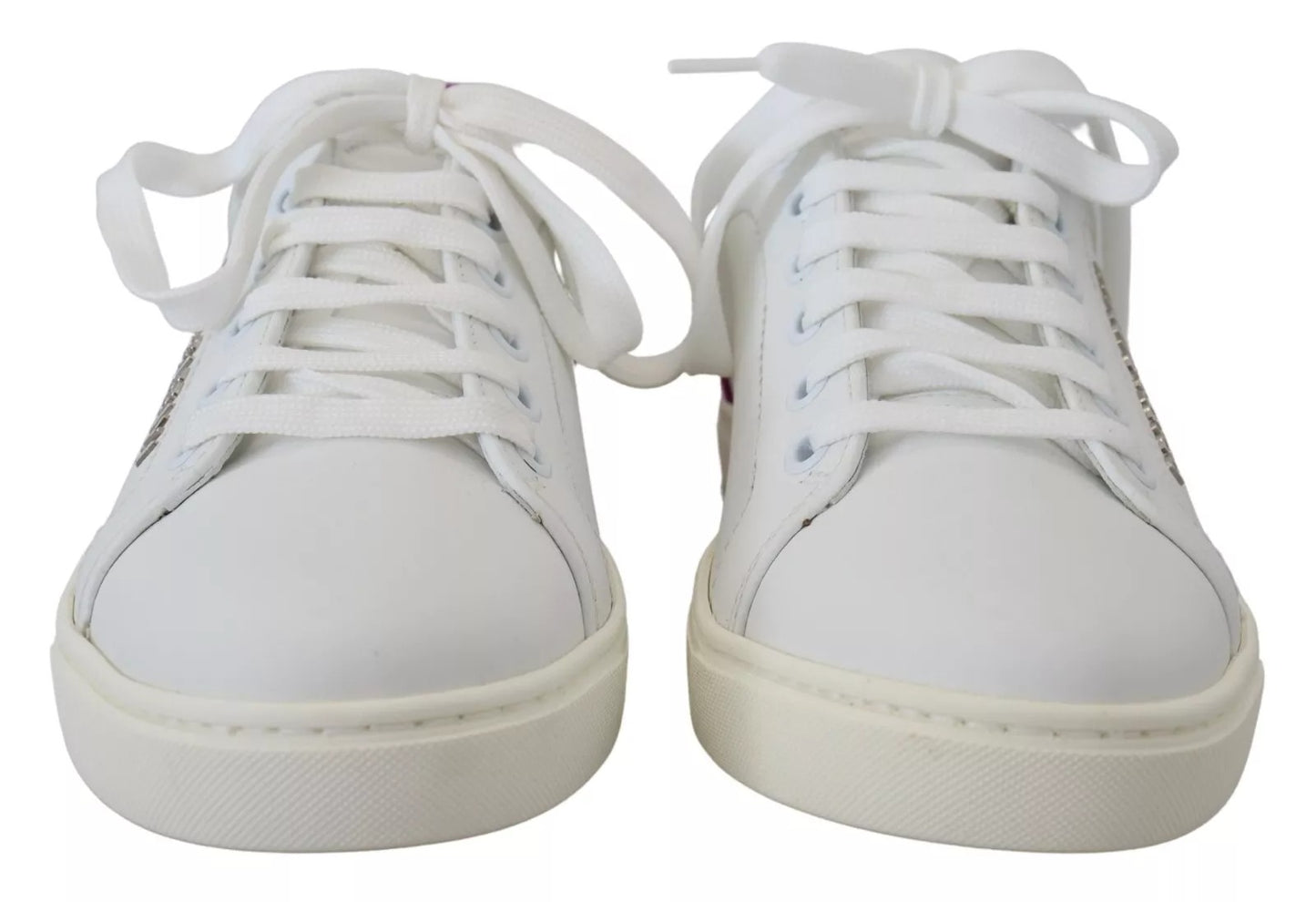Sneakers blanches classiques en cuir pour femme de Dolce & Gabbana