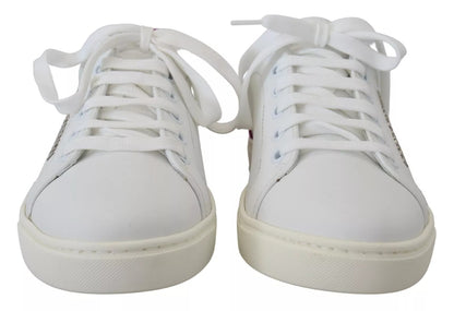Sneakers blanches classiques en cuir pour femme de Dolce & Gabbana
