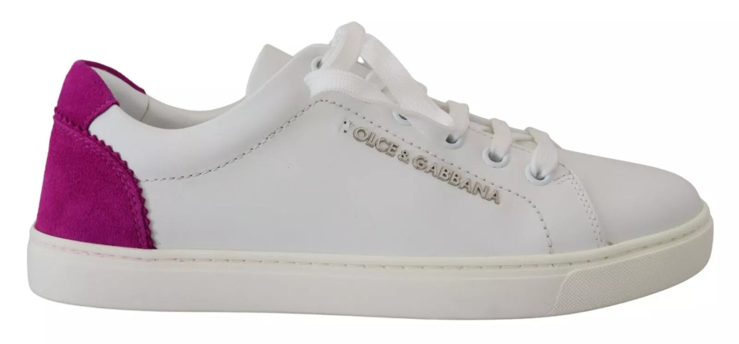 Sneakers blanches classiques en cuir pour femme de Dolce & Gabbana