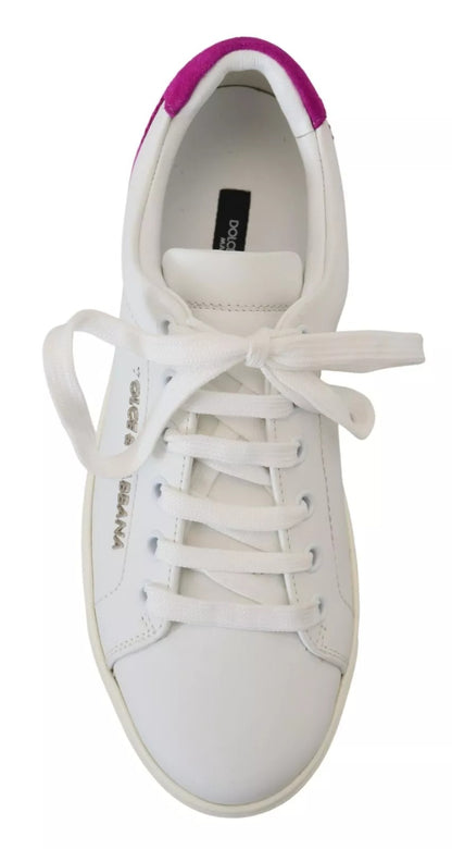 Sneakers blanches classiques en cuir pour femme de Dolce & Gabbana