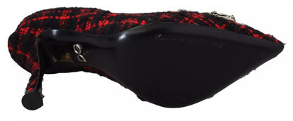 Escarpins à talons DG Amore en tweed rouge et noir de Dolce & Gabbana