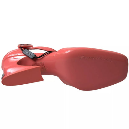 Sandales à talons hauts en cuir pêche avec bride à la cheville Dolce & Gabbana