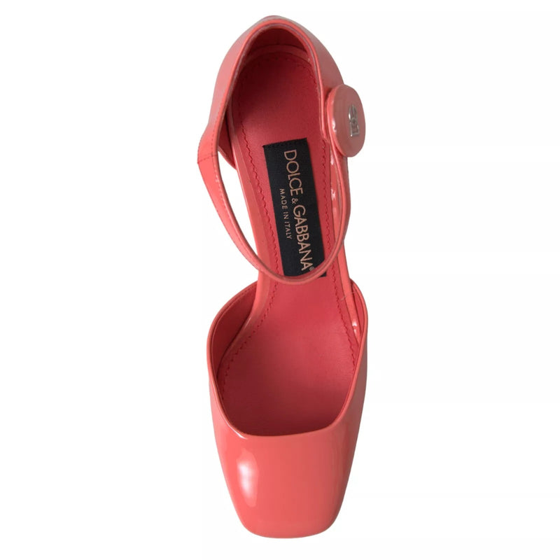 Dolce & Gabbana Peach Leather Ankle Strap Heels Sandals