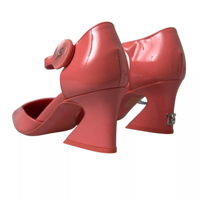 Sandales à talons hauts en cuir pêche avec bride à la cheville Dolce & Gabbana