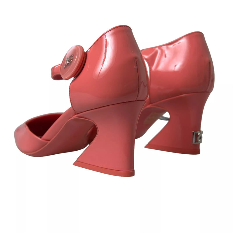 Dolce & Gabbana Peach Leather Ankle Strap Heels Sandals