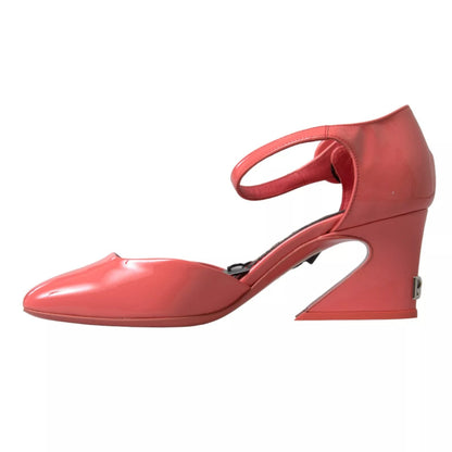 Sandales à talons hauts en cuir pêche avec bride à la cheville Dolce & Gabbana