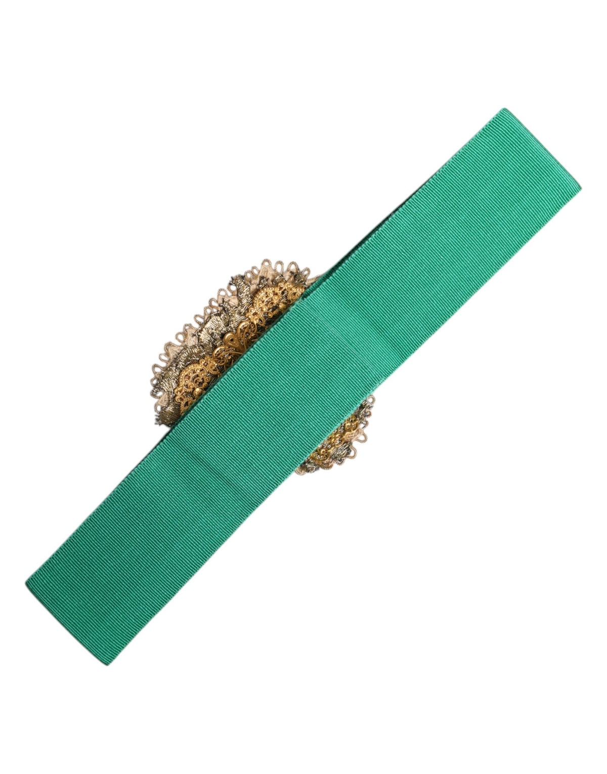 Dolce & Gabbana Ceinture Large Élastique Verte avec Ornement Cœur