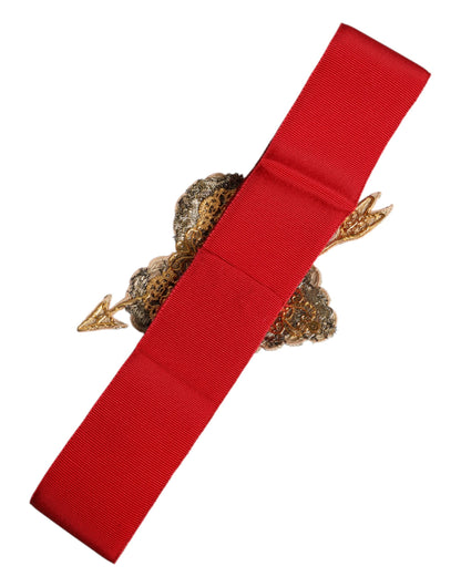 Ceinture extensible rouge Dolce & Gabbana à taille large ornée de cœurs