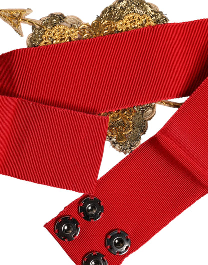 Ceinture extensible rouge Dolce & Gabbana à taille large ornée de cœurs