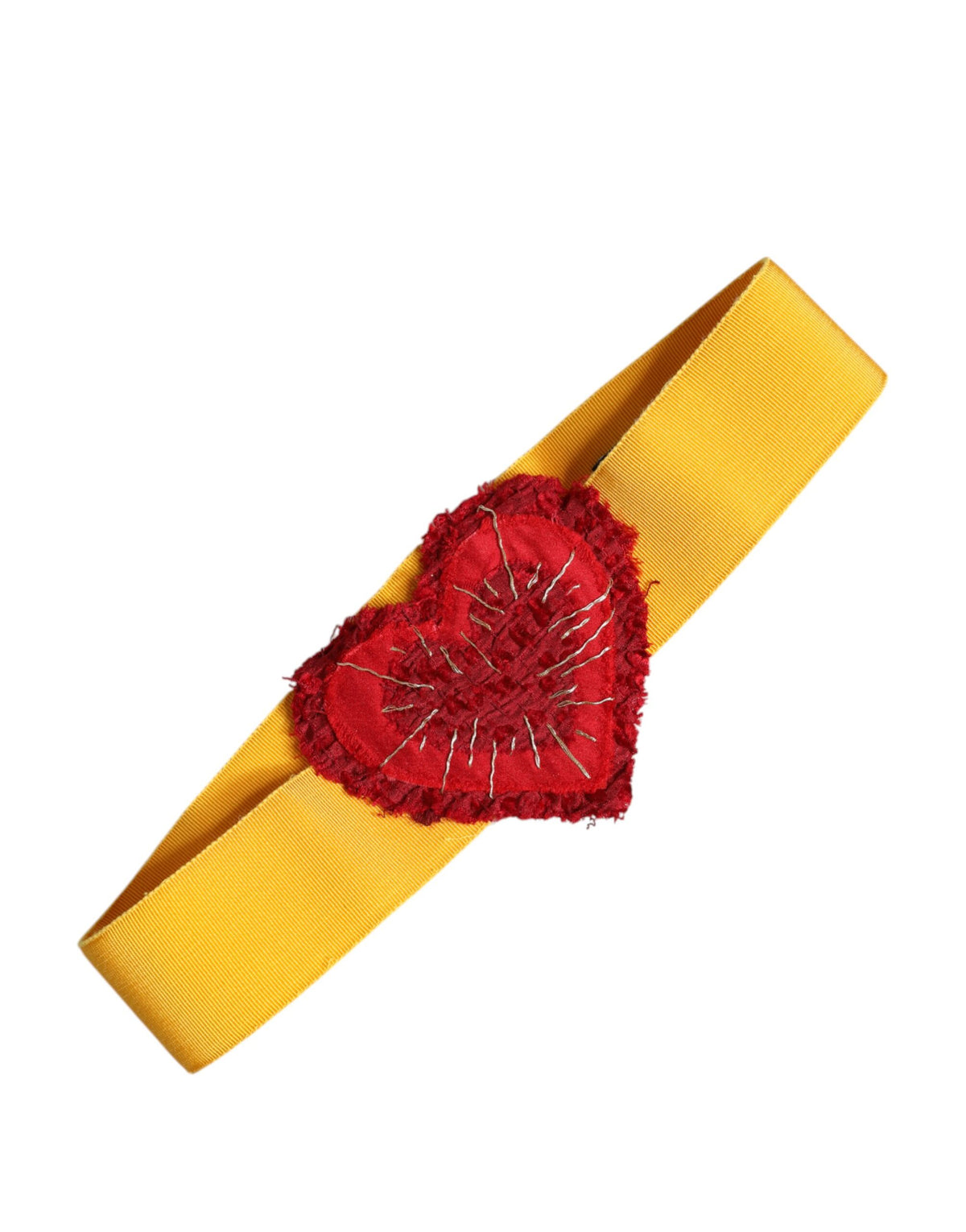 Dolce & Gabbana Ceinture Large Élastique Jaune avec Cœurs