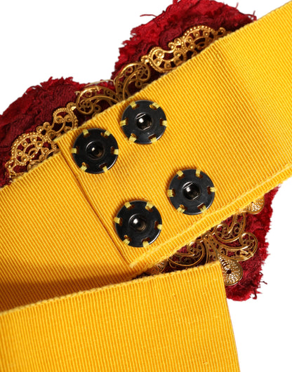 Dolce & Gabbana Gele Stretch Brede Taille Hart Versierde Riem