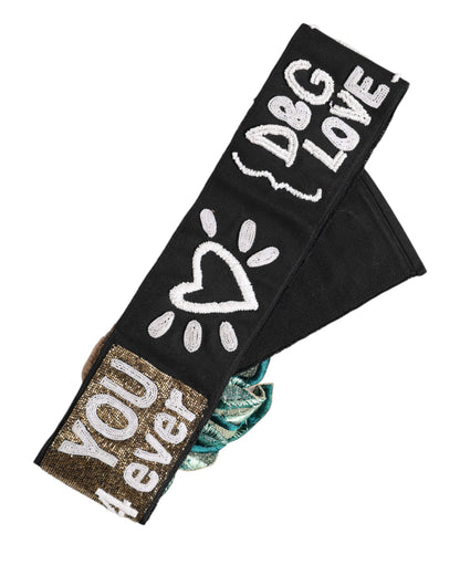 Dolce & Gabbana Zwarte Stretch Multicolor Versierde Tailleriem