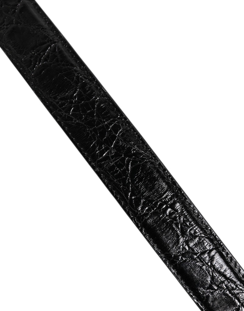 Dolce & Gabbana Black Alligator Leather Shoulder Strap Bag