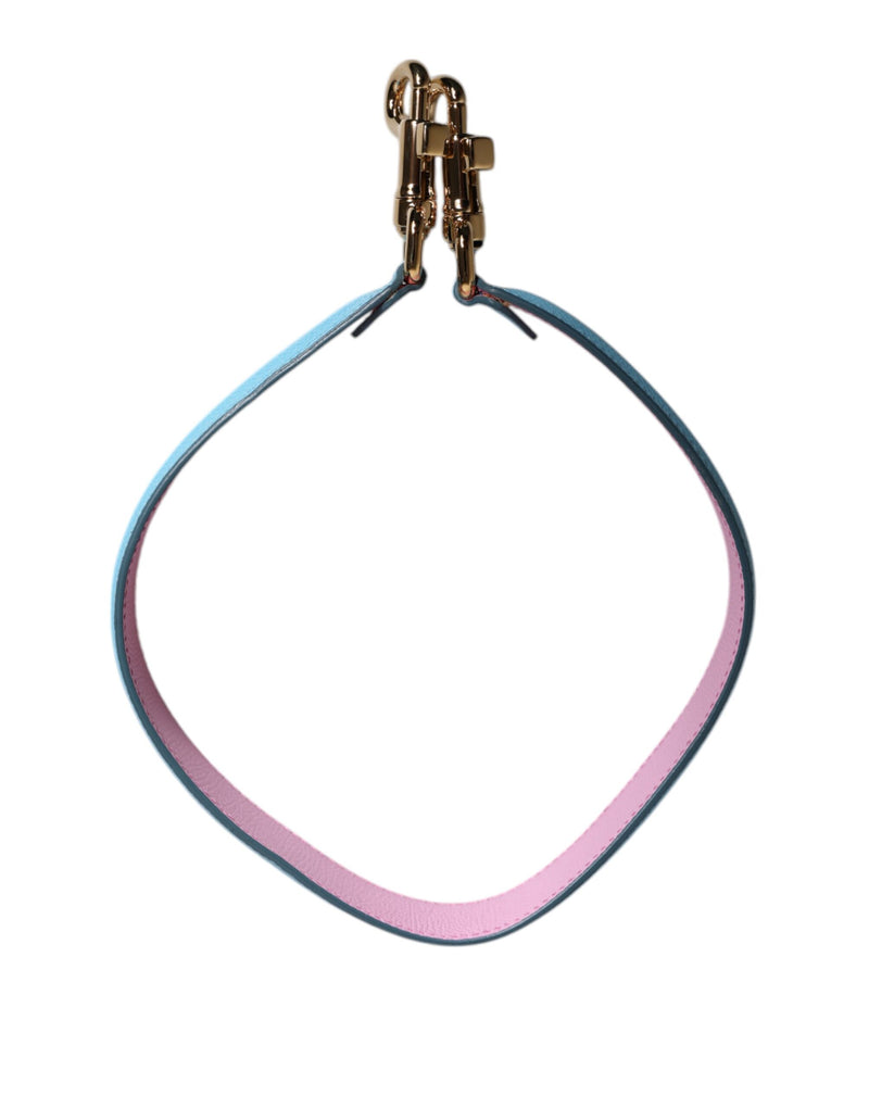 Dolce & Gabbana Pink Blue Leather Handle Bag with Shoulder Strap